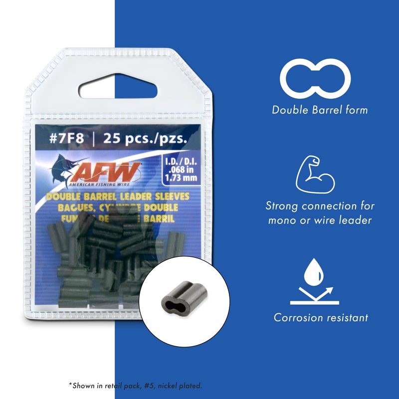 AFW American Fishing Wire Double Barrel Crimp Sleeves, Size #7F8/.068", Black, 100 pc - Image 3